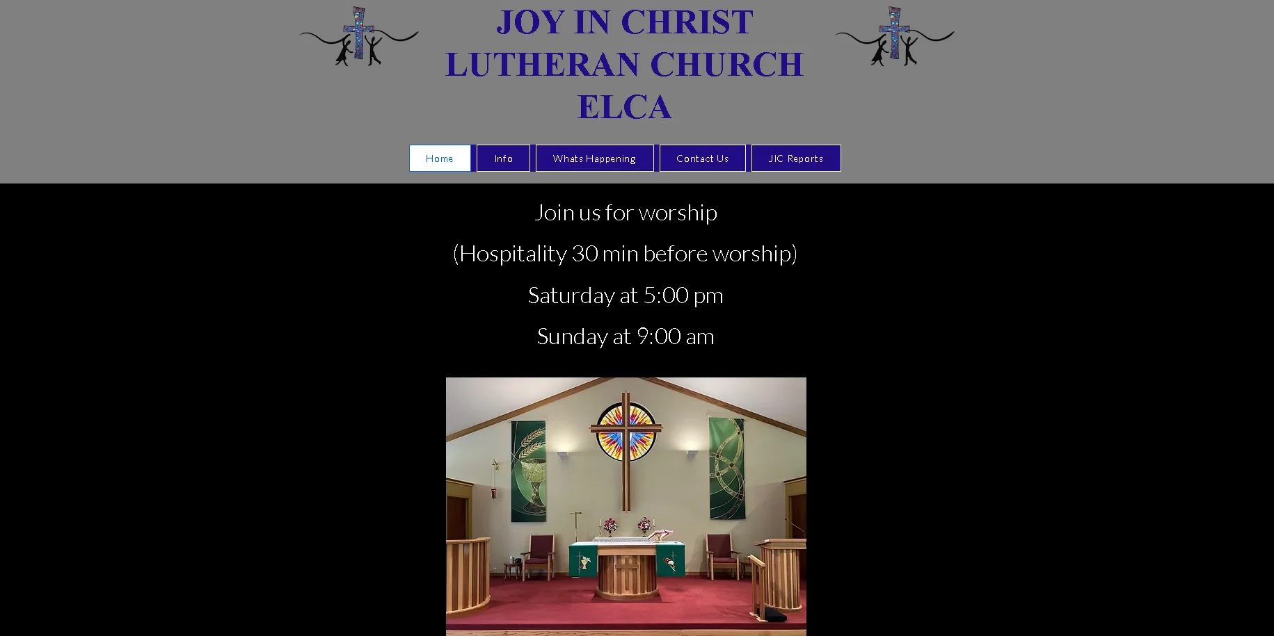 Joy In Christ Lutheran Church website before the redesign